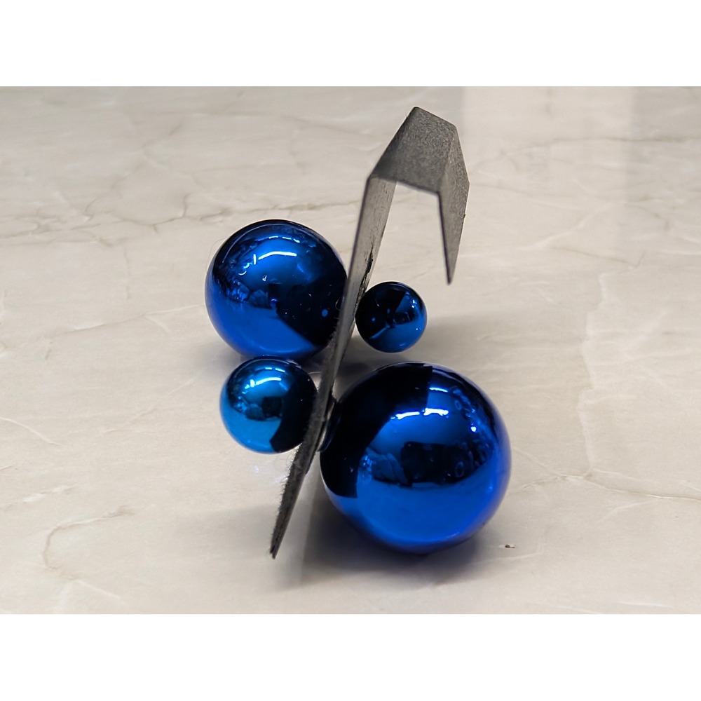 New Double Sided Ball Stud Earrings Cobalt Electric Blue Metallic Orbit Round